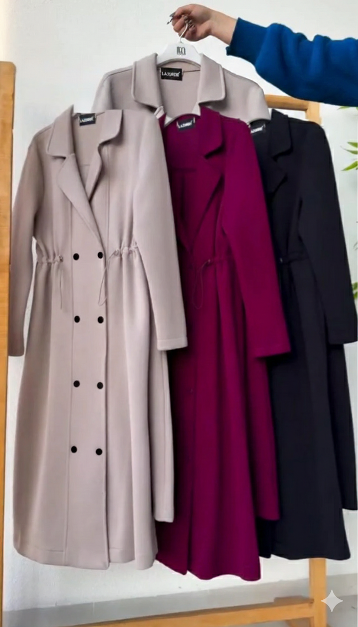 CH 622 - Women’s Elegant Drawstring Long Coat Dress – Winter Wear | Saimwear