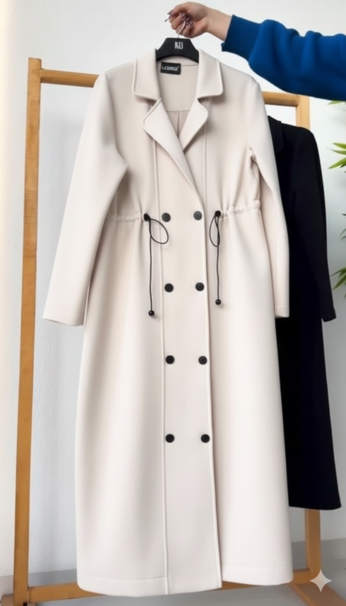 CH 622 - Women’s Elegant Drawstring Long Coat Dress – Winter Wear | Saimwear