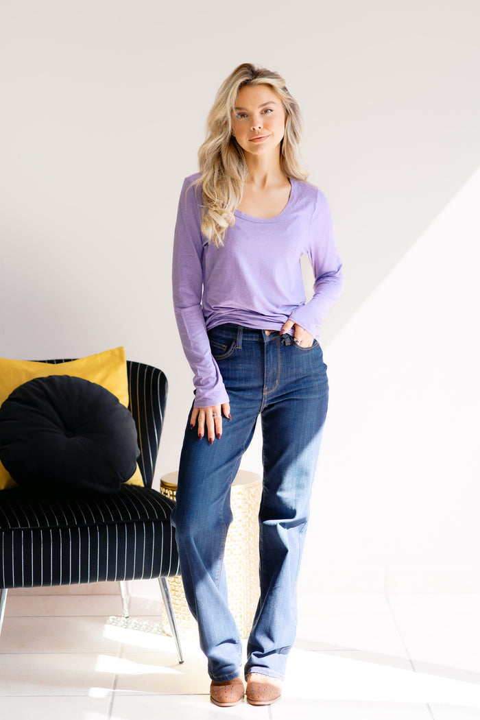 Chic Charm Lavender Long Sleeve Top