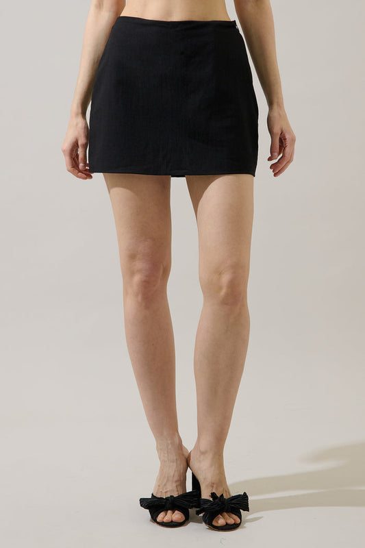 Ciendra High Waist Mini Skort Linen