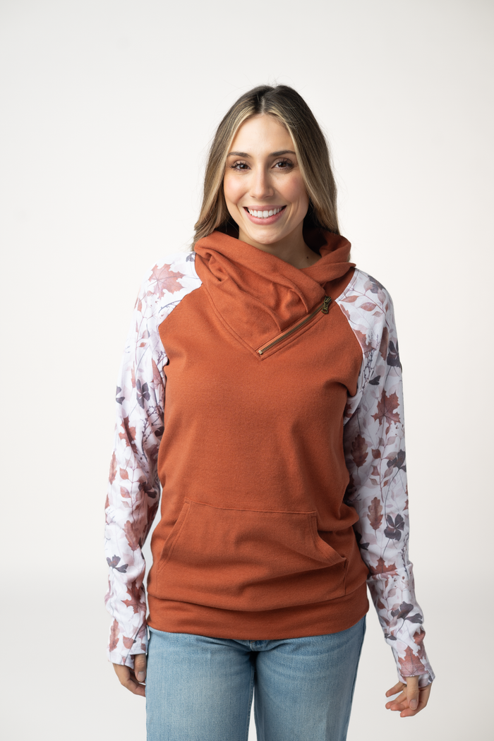 Classic Zoey ZipCowl Sweatshirt - Maple and Fall Foliage by Michelle Mae