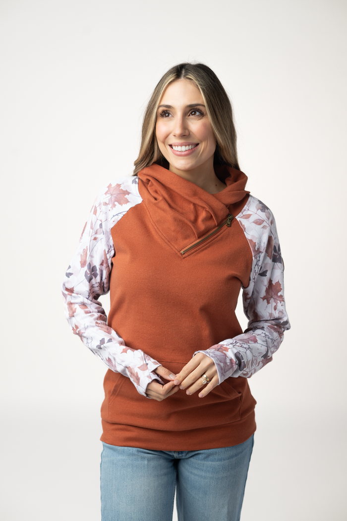 Classic Zoey ZipCowl Sweatshirt - Maple and Fall Foliage by Michelle Mae