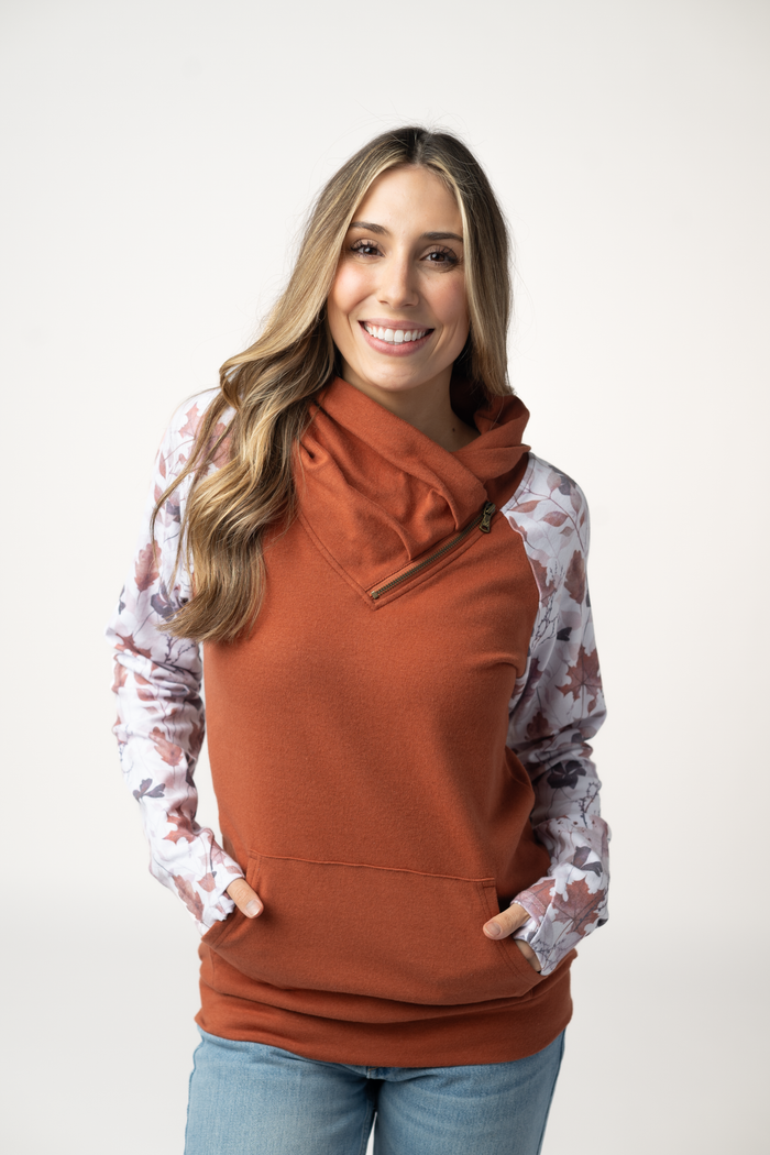 Classic Zoey ZipCowl Sweatshirt - Maple and Fall Foliage by Michelle Mae