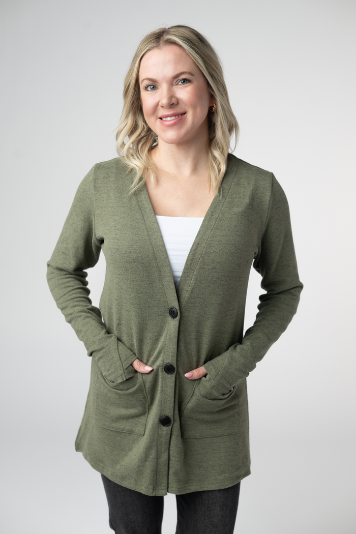 Cori Cardigan - Heathered Olive by Michelle Mae