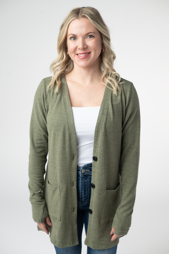 Cori Cardigan - Heathered Olive by Michelle Mae
