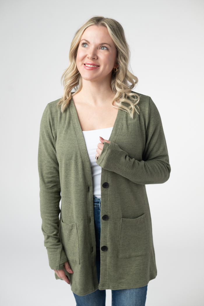 Cori Cardigan - Heathered Olive by Michelle Mae