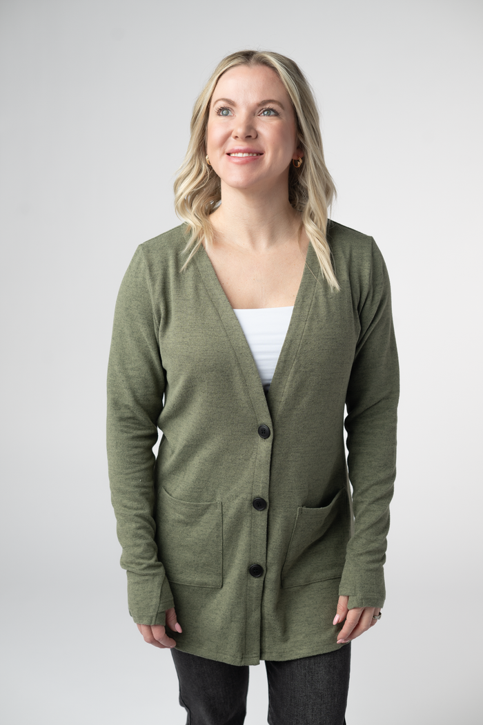 Cori Cardigan - Heathered Olive by Michelle Mae