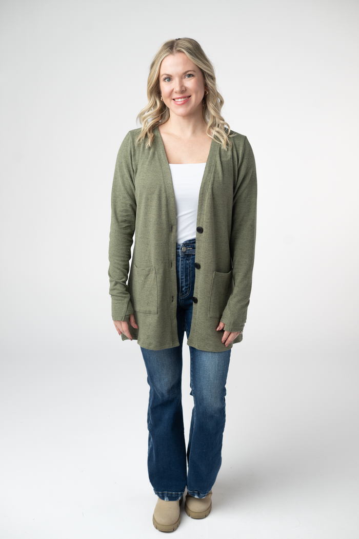 Cori Cardigan - Heathered Olive by Michelle Mae