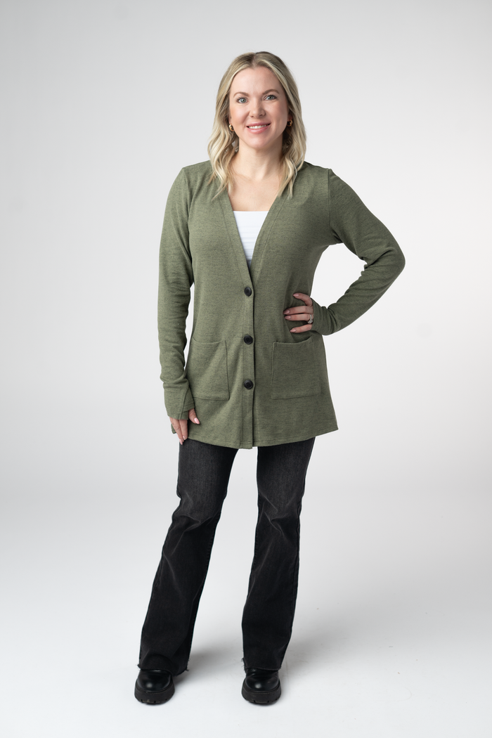 Cori Cardigan - Heathered Olive by Michelle Mae