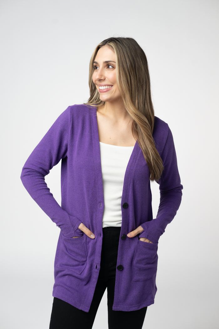 Cori Cardigan - Heathered Purple by Michelle Mae