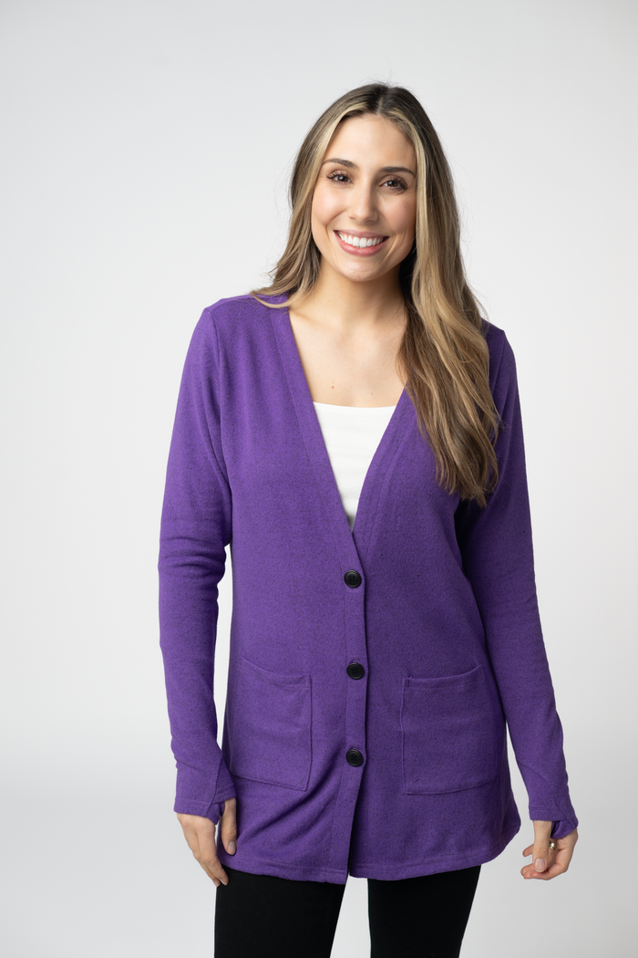 Cori Cardigan - Heathered Purple by Michelle Mae