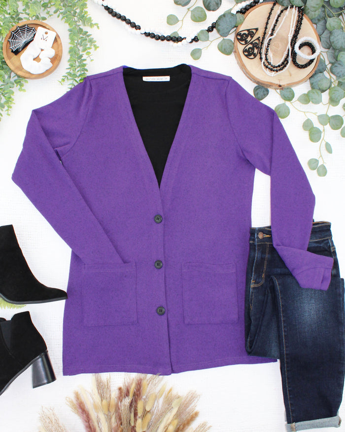 Cori Cardigan - Heathered Purple by Michelle Mae