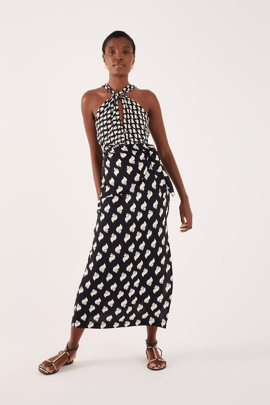 Cropped Crepe Lirorânea Print Dress_1
