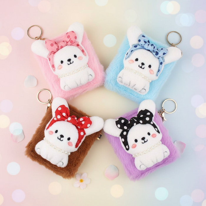 Cute Plush Bunny Coin Purse with Keychain | Soft Furry Mini Wallet & Bag Charm (MBG-1632)