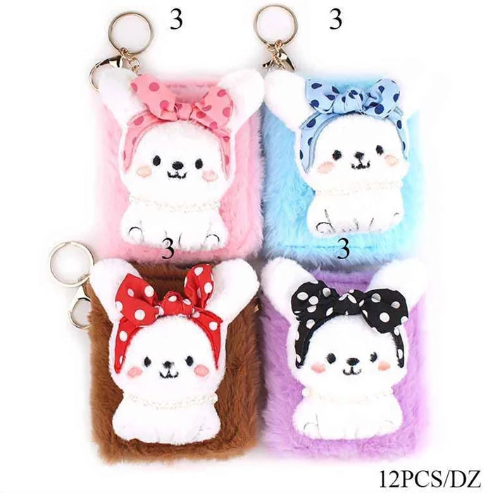 Cute Plush Bunny Coin Purse with Keychain | Soft Furry Mini Wallet & Bag Charm (MBG-1632)