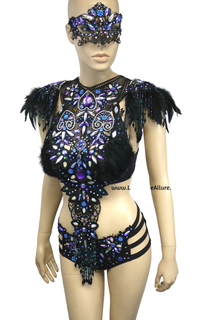 Dark Angel Fairy Costume Dance Rave Bra and Shorts Halloween