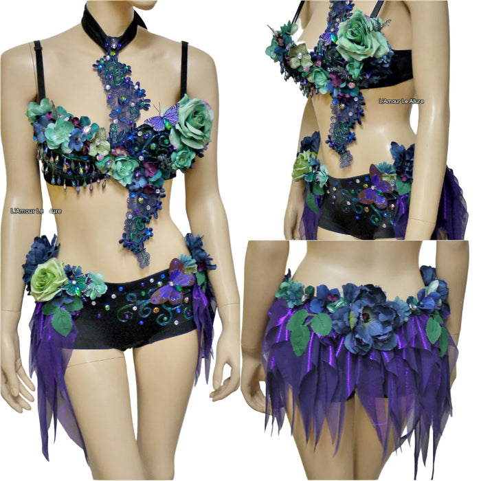 Dark Fairy Costume Cosplay Dance Rave Bra Halloween