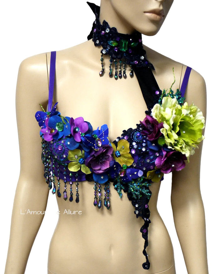 Dark Fairy Rave Bra with Neck Piece Dance Halloween