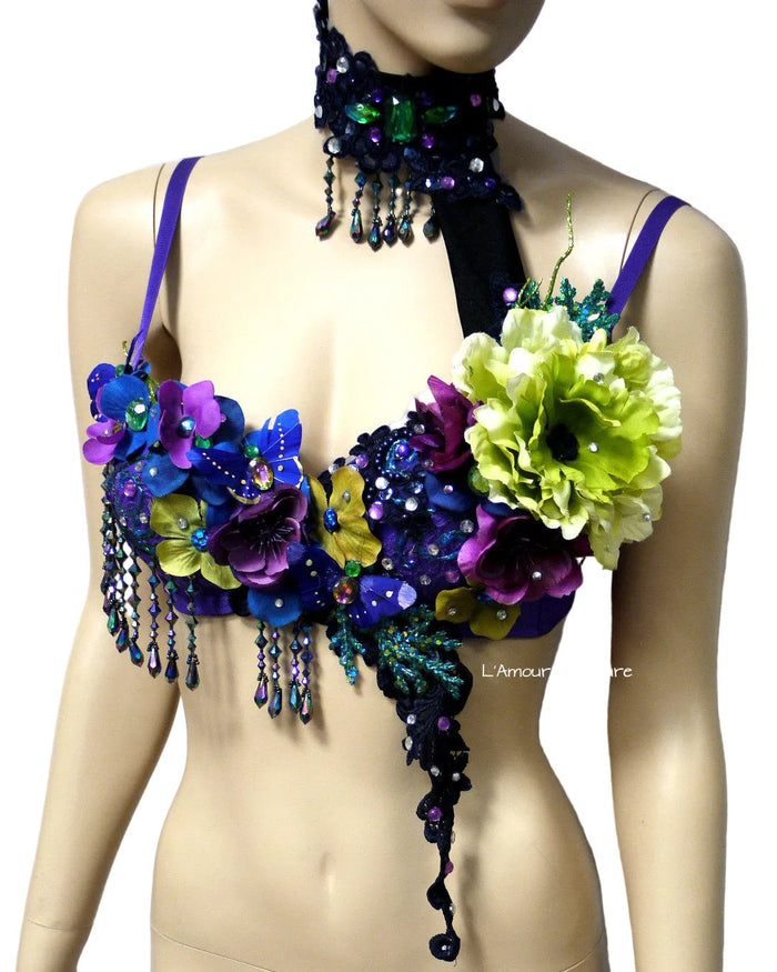 Dark Fairy Rave Bra with Neck Piece Dance Halloween