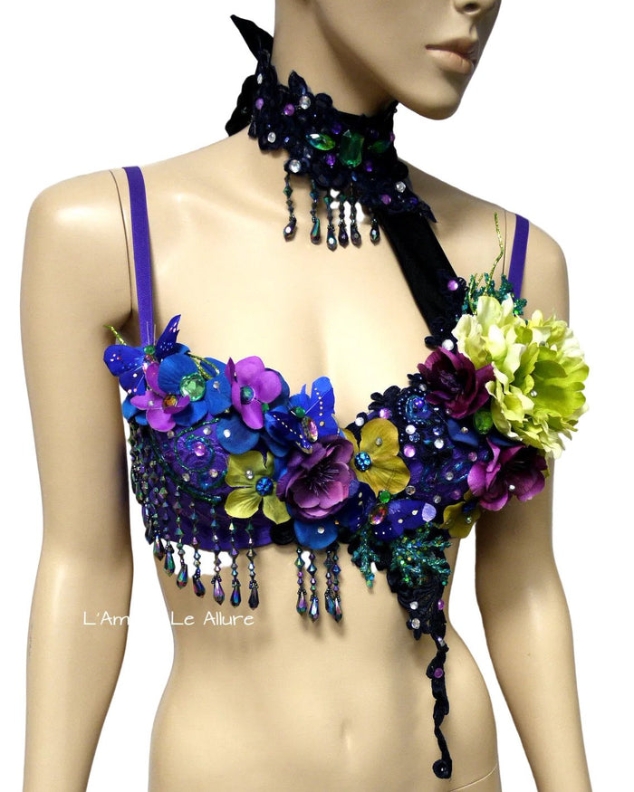 Dark Fairy Rave Bra with Neck Piece Dance Halloween