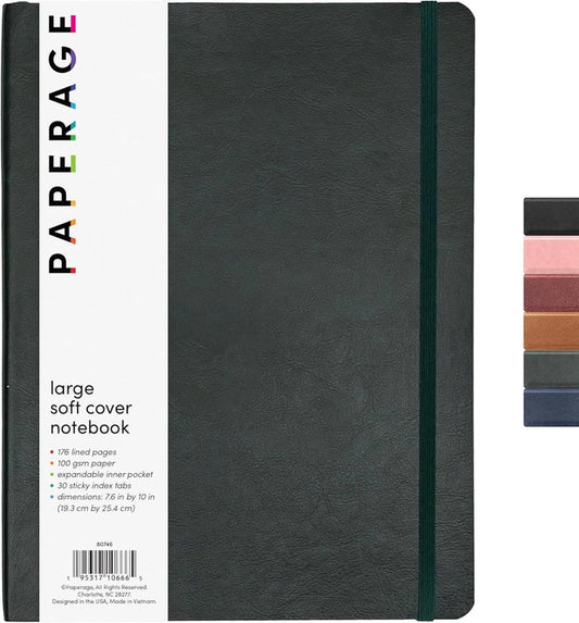 Dark Green Large Softcover Lined Notebook