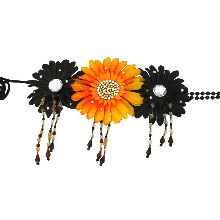 Dark Orange Halloween Fairy Dance Costume Rave Flower Crown Headdress Accessory