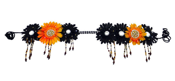 Dark Orange Halloween Fairy Dance Costume Rave Flower Crown Headdress Accessory