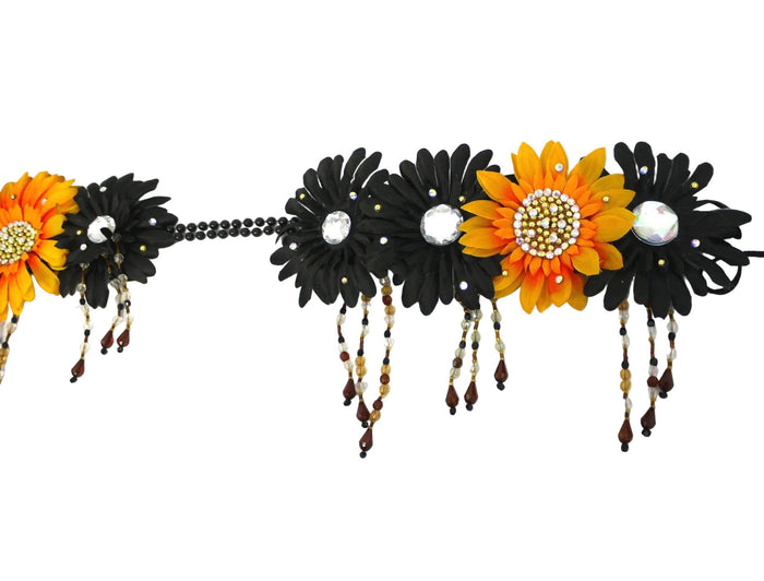 Dark Orange Halloween Fairy Dance Costume Rave Flower Crown Headdress Accessory