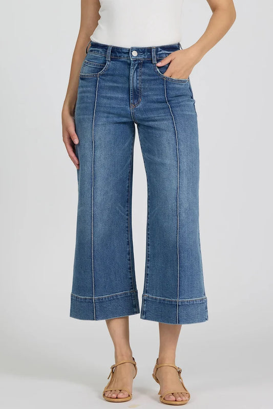 wide leg denim with front seam