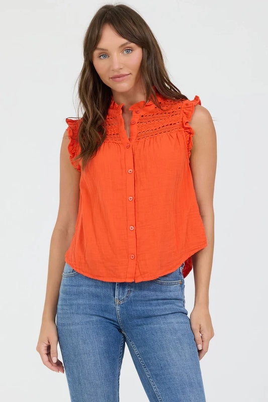 orange top with lace