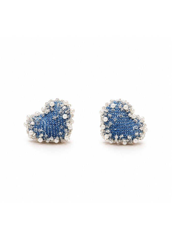 Denim Heart Earring