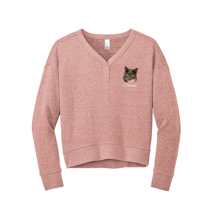 District Women’s Perfect Tri Fleece V-Neck Sweatshirt, Full Print