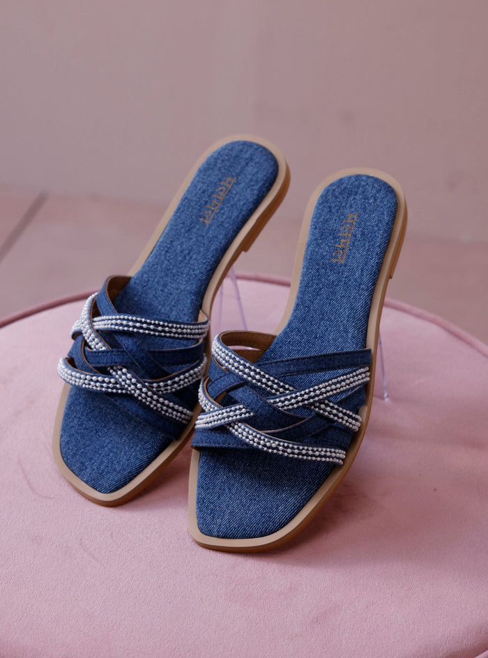 Dopamine Denim Criss Cross Sandal
