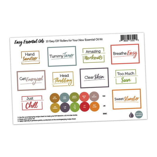 Easy Essential Oils for Roller Bottles Labels & Lid Stickers at Your Oil Tools