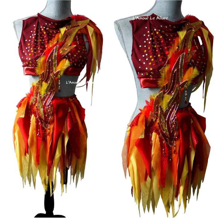 Ember Flame Phoenix Monokini Fairy Dance Costume Rave Bra