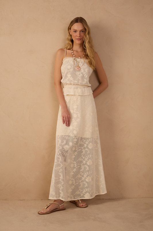 Embroidered Mesh Skirt