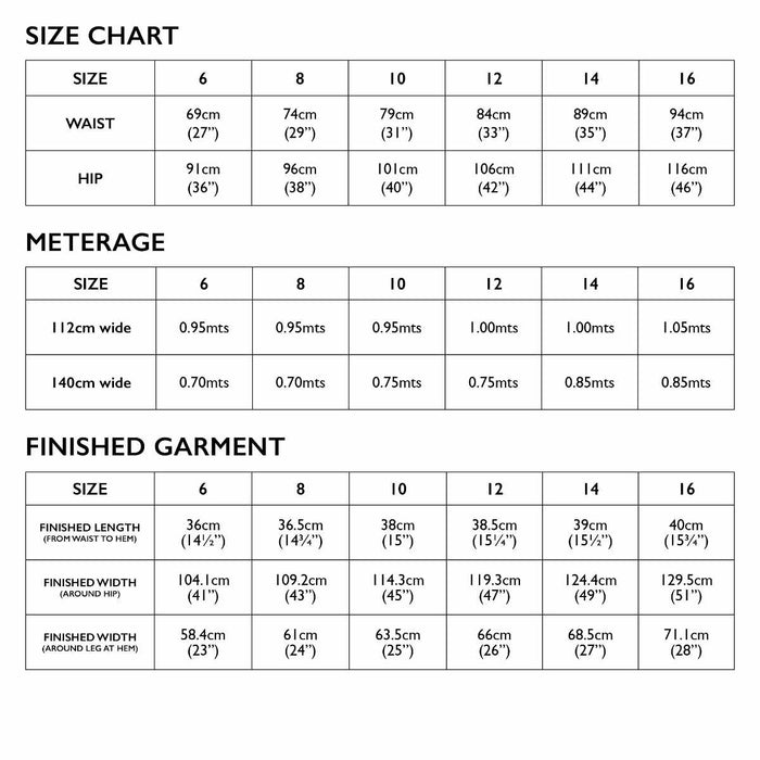 Tessuti Trousers & Shorts Esther Shorts Sewing Pattern, Tessuti 14769