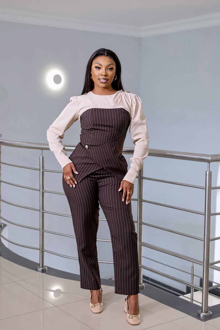 Fabrosanz: Brown Pinstripe Pants