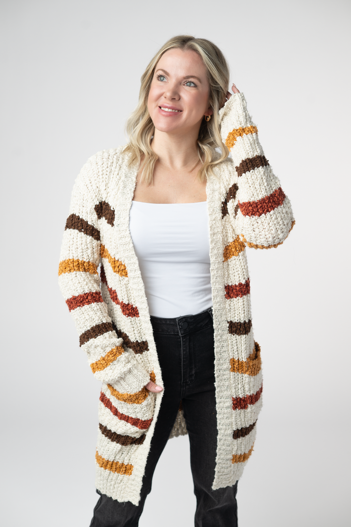 Fall Striped Cardigan by Michelle Mae