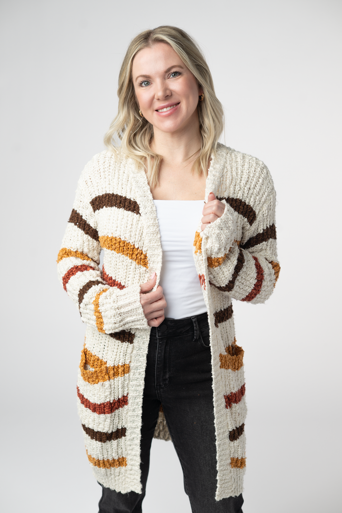 Fall Striped Cardigan by Michelle Mae