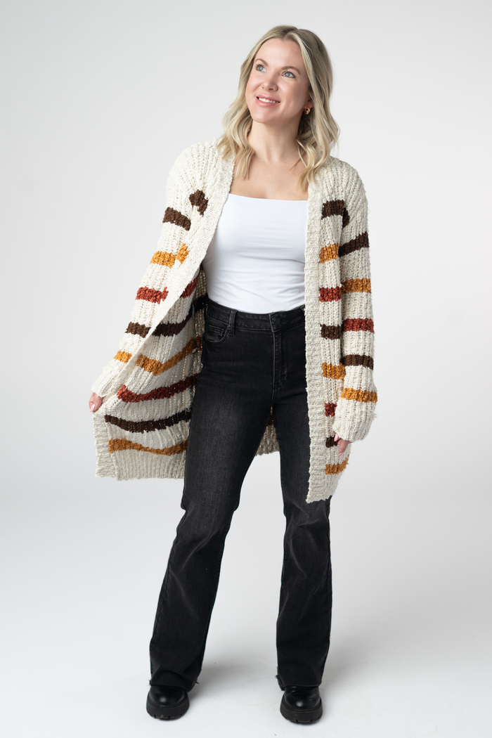 Fall Striped Cardigan by Michelle Mae