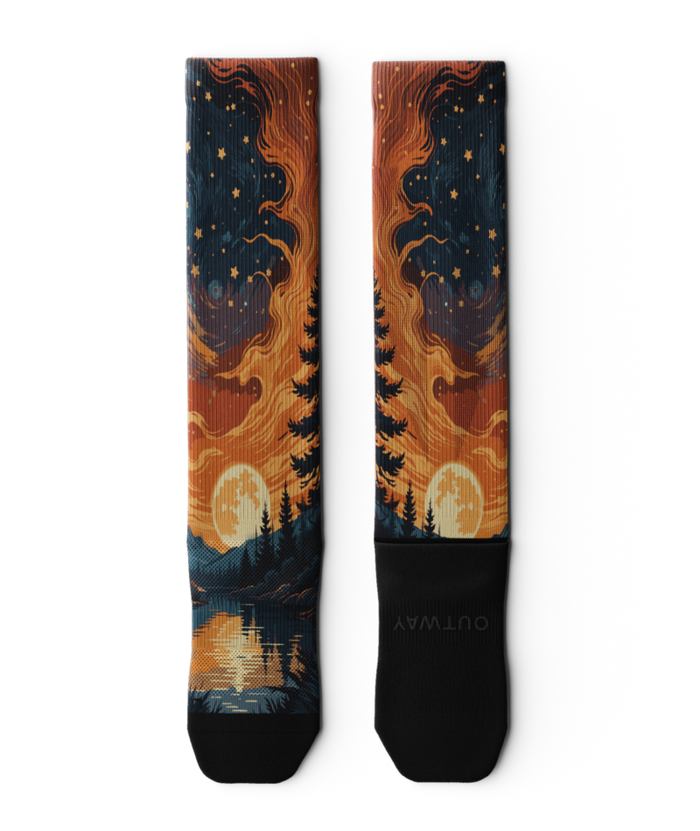 Fiery Night Athletic Knee High Compression Socks