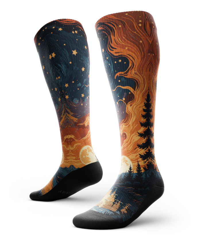 Fiery Night Athletic Knee High Compression Socks
