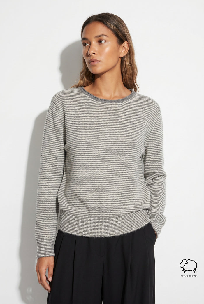 Fine-Stripe Wool-Blend Crew-Neck Sweater wholesale - image 1