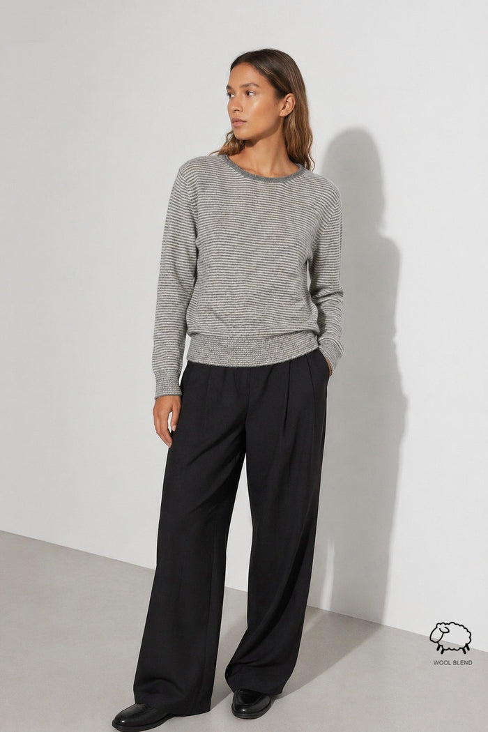 Fine-Stripe Wool-Blend Crew-Neck Sweater wholesale - image 4