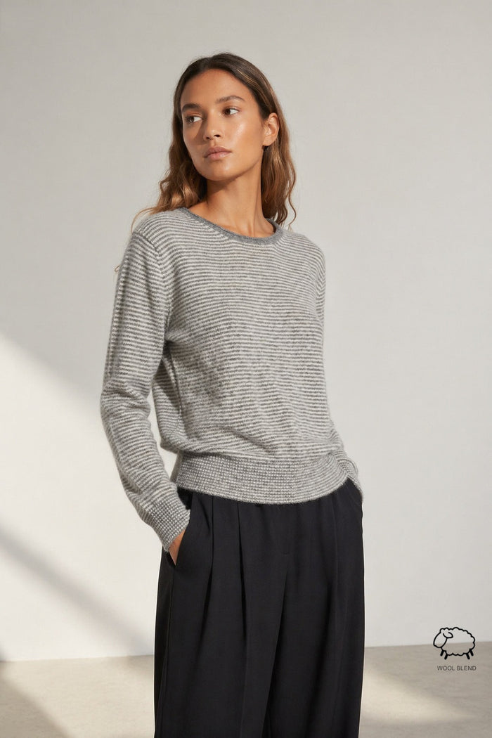 Fine-Stripe Wool-Blend Crew-Neck Sweater wholesale - image 6