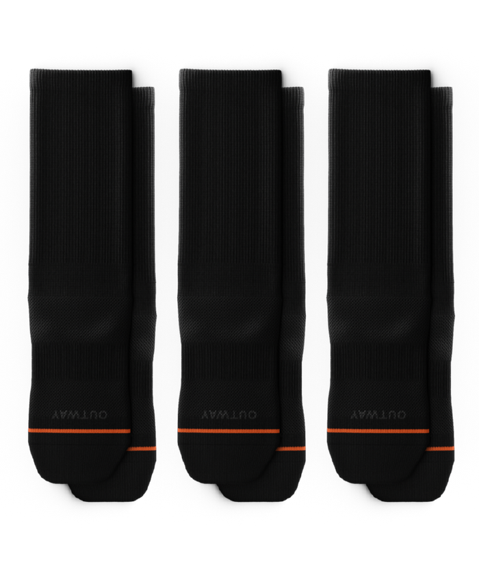 Flagship Black Athletic Crew Socks 3-Pack
