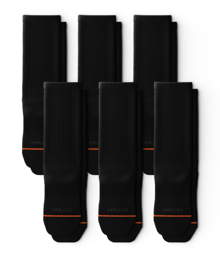 Flagship Black Athletic Crew Socks 6-Pack