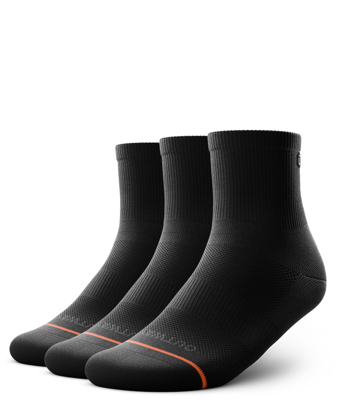 Flagship Black Athletic Quarter Socks 3-Pack