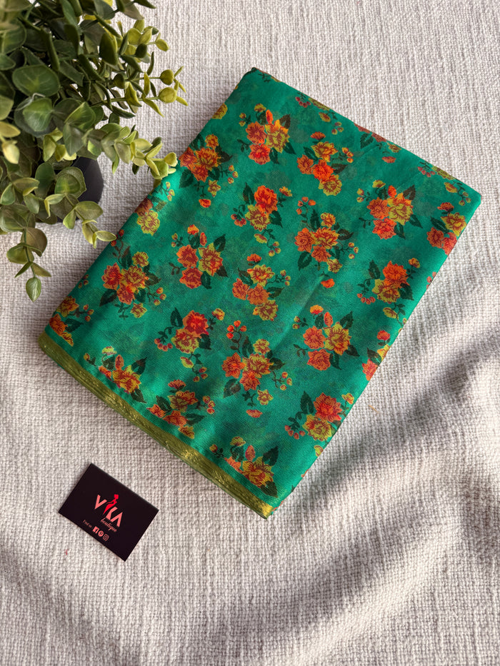 Floral Printed semi chiffon saree